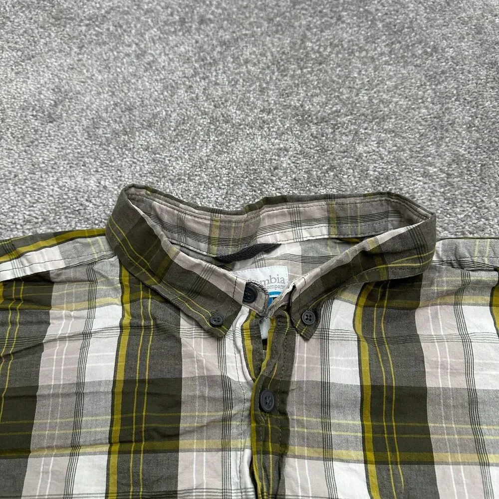 Columbia Shirt Men XXL Green Plaid Long Sleeve Button Down Cotton Casual Outdoor